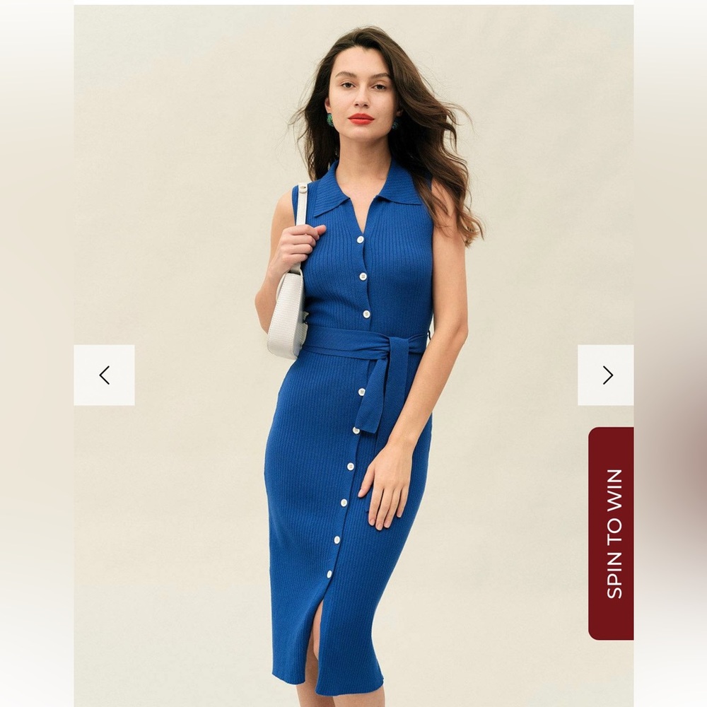 Rihoas The Ribbed Lapel Bodycon Knit Dress size S